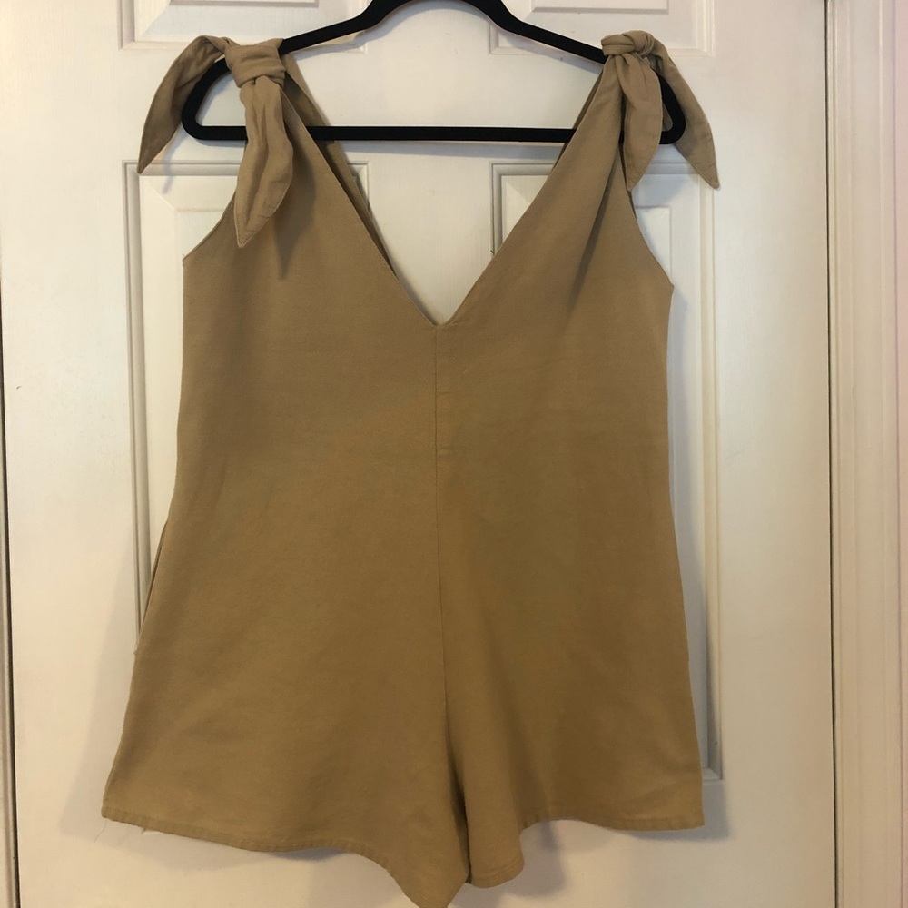 Tan romper - linen blend